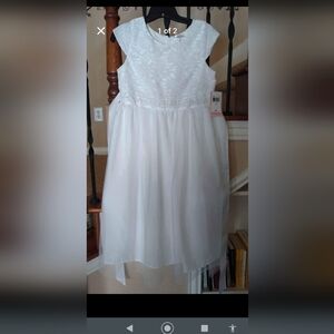 White Formal Dress Easter Wedding Flower Girl First Communion Girls Size 14 NWT